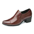 Chaussures classiques en cuir marron à talon cubain et bout pointu pour banquets - 38 / Style 1860 / Marron