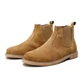 Stivaletti Chelsea da uomo in camoscio marrone con inserti laterali elastici eleganti - 38 / Stile Foderato in Pile / Marrone Foderato in Pile