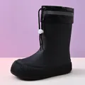 Black mid-calf EVA rain boots for women with drawstring and reflective strip - 36-37 / Black