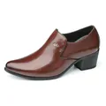 Chaussures cubaines élégantes en cuir marron à bout pointu et talon bloc pour hommes - 38 / Style 1865 / Marron