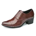 Élégantes chaussures cubaines marron à bout pointu et talon haut pour les soirées - 38 / Chaussures Rehaussantes à Bout Pointu Sans Lacets / Brun (1855)