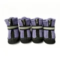 Set of 4 purple mesh dog shoes with reflective straps and non-slip soles for small dogs - Size 0 / Purple