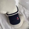 Navy blue and white sailor-style pet t-shirt for small dogs and cats in soft cotton - M / Navy Blue