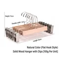 Premium Hosenbügel aus echtem Naturholz mit verstellbaren Metallclips und Flachhaken - Naturholz Unlackierter Stil / 5er Pack