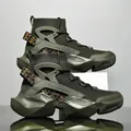 Zapatillas altas tipo calcetín para hombre verde oliva con tejido transpirable y suela - 39 Talla Deporte Estándar / Verde Militar
