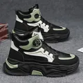 Men's high-top sneakers with rotating buckle and thick sole in black and green - 40 / Black Green