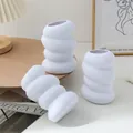 Modern white swirl plastic vase for home decor, minimalist creative desktop flower arrangement. - Pebble Vase / White