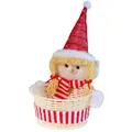 Christmas elf doll candy basket with red and white stripes for holiday gift storage. - Red