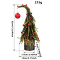 Miniature artificial Christmas tree with red berries and glitter bauble for tabletop decor - 32cm/215g