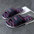 Pantoufles pour hommes bleu marine avec rayures rouges et semelle antidérapante - 36 / 1509 Bleu et Rouge