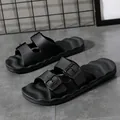 Schwarze Herren-EVA-Hausschuhe mit verstellbaren Doppelriemen für Outdoor im Sommer - 36 / 1577 Schwarz