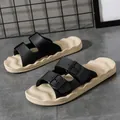 Lässige Herren-Pantoletten mit Doppelschnalle in Schwarz und Beige mit dicker Sohle - 36 / 1577 Doppelter Schnallenstil / 1577 Khaki