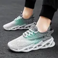 Chaussures de course respirantes pour hommes en mesh vert menthe et blanc - 39 / Gris