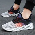 Chaussures de course à lame en mesh respirant pour hommes avec dégradé blanc bleu - Orange (Y155)