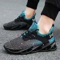 Chaussures de course pour hommes en maille respirante avec semelle à lame amortissante - Bleu (Y155)