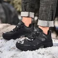 Black fleece-lined winter hiking boots with waterproof and non-slip sole for men - 40 / Black