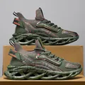 Men's olive green athletic blade shoes with mesh upper and hollow carved sole - 39 / Green