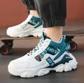 Elegantes zapatillas de baloncesto altas para hombre en verde azulado y blanco con suelas - 40 / Zapatillas Caña Alta Suela Gruesa / Blanco y Azul