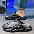 Sabot estivi da uomo comodi con suola spessa antiscivolo e stampa grafica per l'esterno - 40 / Moda / Grigio nero