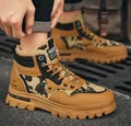 Men's winter camouflage high-top boots featuring warm fur lining and rugged anti-slip soles - 40 / Fashion / Khaki
