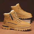 Men's tan waterproof winter boots with thick warm fleece lining and rugged anti-slip sole - 40 / Trendy All-Match Style / Khaki