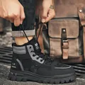 Black men's waterproof winter boots with warm fur lining and durable rubber sole - 40 / Fashion / Black