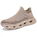 Baskets à enfiler en maille kaki respirante avec semelle épaisse à amorti évidé - 35 / Khaki