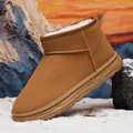 Botte de neige marron pour homme avec doublure en fausse fourrure et semelle épaisse - 40 / Kaki