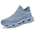 Baskets slip-on respirantes en tricot bleu clair avec une semelle creuse ondulée - 35 / Bleu gris