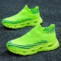 Baskets en maille respirante vert fluo à enfiler avec semelle amortissante - Vert Fluorescent