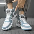 Eleganti sneaker da uomo high-top blu e bianche per la moda di strada casual e trendy - 38 / Bianco Blu (Stile Alto)
