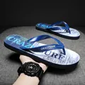 Modische blau-weiße Herren-Flip-Flops mit CRAZYSURF-Branding für den Strandurlaub - 40 / Dunkelblau