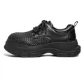 Scarpe derby nere da uomo con suola spessa caratterizzate da texture in pelle intrecciata e plateau - 38 / Nero (WB15-1)