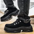 Scarpe derby da uomo nere alla moda con plateau e suola spessa per un look casual unico - 39 / Stile Rivetto / Nero