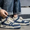 Sneakers alte uomo blu e bianche con design sportivo e stile casual moderno. - 44 / Beige Milano