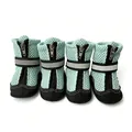 Breathable mint green mesh dog shoes with reflective straps and non-slip soles for small pets - Size 0 / Blue