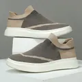 Comfortabele heren slip-on mesh sneakers in kaki en zwart gebreid patroon design - 36 / 233 Serie / Khaki