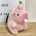 Schattige roze pluche capibara sleutelhanger met pompon en wit mondaccessoire cadeau - Bellenblazende Perzik Stijl