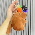 Leuke bruine capibara pluche sleutelhanger met kleine oranje fruitdecoratie - Kwispelende Sinaasappel Stijl