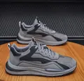 Men's casual sneakers in grey and black patchwork sport shoe design - 40 / Plain Style / Dark Gray