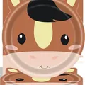 Cute horse-shaped disposable paper plates perfect for kids' farm-themed birthday parties - Irregular Horse / 7 Inch (10 Pieces/Pack) / Brown