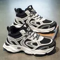 Mens black and white winter sneakers with warm fleece lining and chunky sole design - 39 / Fleece Lined Style (LD G) / Black