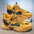 Eleganti sneakers dad chunky gialle alte da uomo con suole spesse - 39 / Giallo ocra
