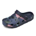 Zoccoli blu navy con motivo a spruzzi colorati e cinturino regolabile - 36 / Blu scuro