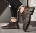 Brown men's thick-soled wear-resistant outdoor casual Martin boots for spring work - 40 / Fashion / Brown