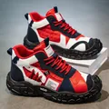 Zapatillas de senderismo altas para hombre en rojo blanco y azul marino con suela antideslizante - 39 / Azul Rojo