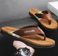 Infradito da uomo marroni con cinturino in tessuto e suola in gomma antiscivolo per spiaggia - 40 / Moda / Cachi