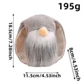 Handmade grey Easter bunny gnome plush doll with height and width dimension markings - Gray Rabbit Style (D1-13) / 1 Piece