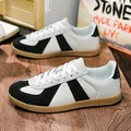Premium black and white German Army Trainers (GAT) sneakers with durable gum sole - 36 / Beige Black (2507)