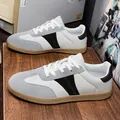 Classic grey and white leather German Army Trainers with gum sole for casual wear - 36 / White Grey (2508)